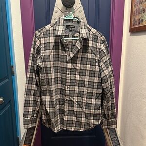 Banana Republic Black and White Plaid Button-Down Shirt